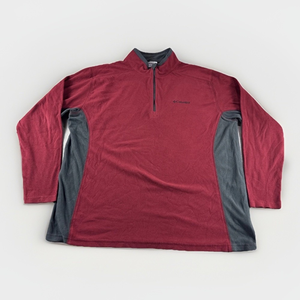 Columbia Fleece Pullover Mens XL Red 1/4 Zip Sweatshirt Sweater Outdoors Camping